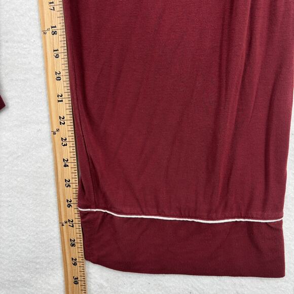 Soma Cool Nights Pajamas Size L Burgundy Red 2 Piece Set Button Top Pull On - Picture 12 of 14